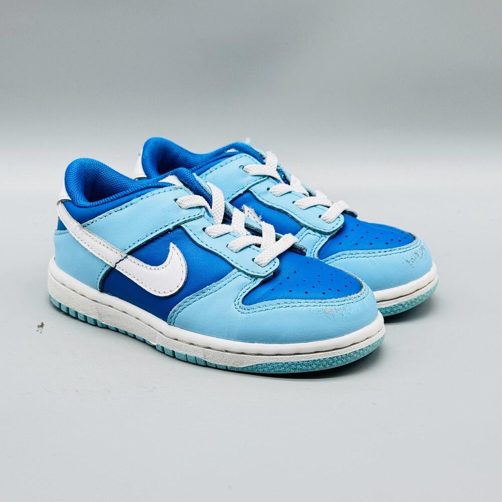 Nike Shoes Kids Toddler 9 c Blue White Dunk Low Top Athletic Sneaker Trainers - Picture 2 of 10